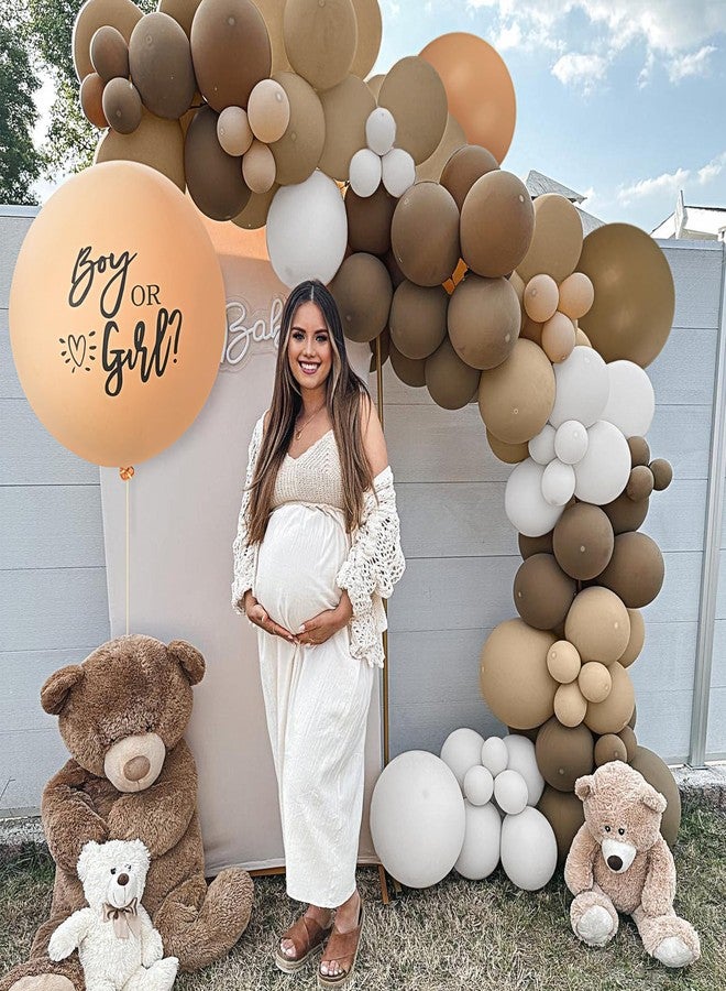 BLOOMWIN Beige Gender Reveal Balloon 36 inch - Boy or Girl Balloon with Pink and Blue Confetti - Gender Reveal Decorations Neutral Colors Bear Baby Shower - Image 5